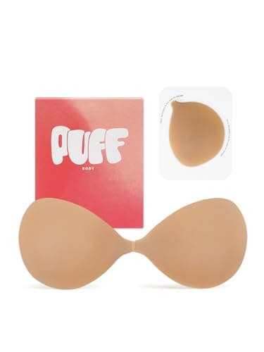 Invisible Strapless Sticky Bra Push up for Women, Adhesive Bra for Backless Dress, Silicone Cleavage Lift Nipple Covers (A Cup, Coffee) - Image 1