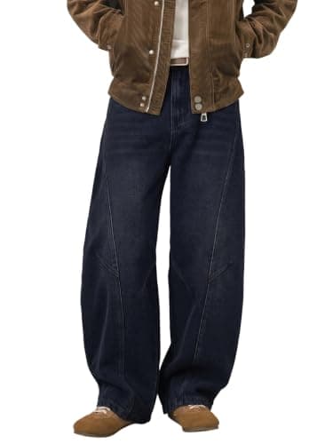 Areant Mens Baggy Hip Hop Jeans Wide Leg Loose Fit Vintage Jeans Relaxed Fit Skater Denim Pants with Elastic Waist Blue Medium