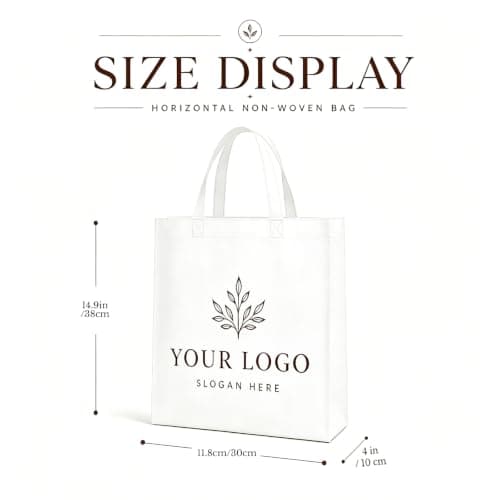 Wubaijin Custom Logo Non-Woven Tote Bags 50–1000 pack, Washable & Reusable, 15” W x 12” H x 4” Perfect for Trade Shows (Vertical) - Thumbnail 4