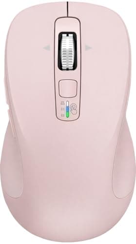 CITLLA Wireless Bluetooth Mouse (USB + BT1 + BT2), Full Size Mouse, 4-Way Scrolling, Multi-Device Silent for Computer, Laptop, iPad, MacBook (Pink)