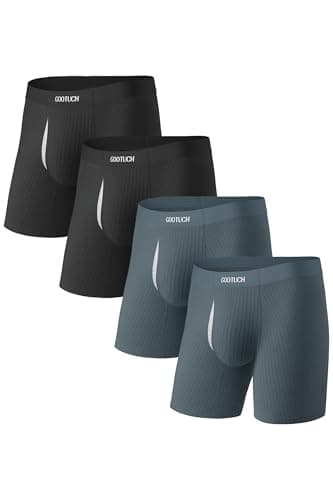 GOOTUCH Mens Boxer Briefs Underwear Pack, Odor Control Modal Underwear, Moisture Wicking Ultra-Soft Cooling Seamless, Silver-Ion Tech (2 Black/ 2 Dark Gray, S) - Image 1