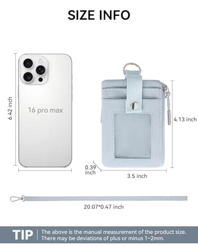 BOSTANTEN RFID Small Wallet, Minimalist Zip ID Case Wallet with Lanyard Keychain, Water Resistant Card Wallets for women & Men, Grey - Thumbnail 4