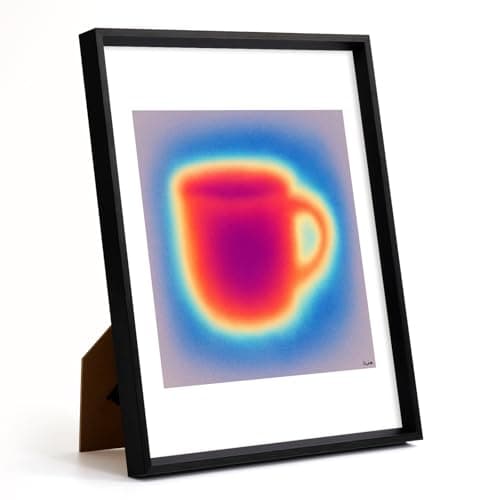 Framed Modern Abstract Thermal Cup Wall Art, 8x10 Inch Poster Print, Contemporary Artwork for Walls with Matte Black Metal Frame, Minimalist Wall Decor Picture for Bedroom Living Room Office Hallway - Image 1