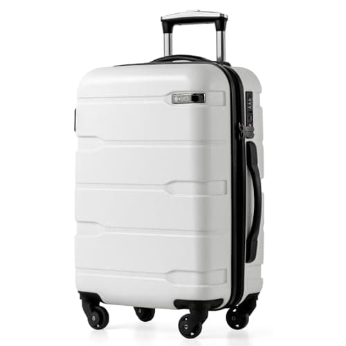 Coolife Carry On Luggage 22x14x9 Airline Approved Hardside PC+ABS Suitcase with TSA Lock, Lightweight Rolling Travel Luggage with Spinner Wheels(White, 20in) - Image 1