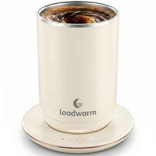 Self Heated Stirring Coffee Mug, 10oz Auto Mixing Cup with Warmer, White - Image 1