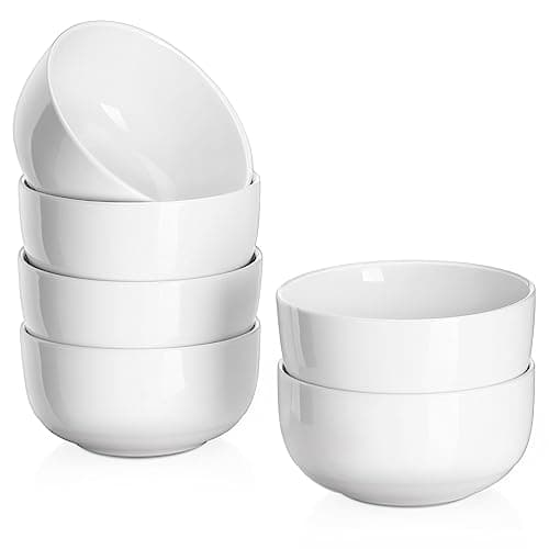 DOWAN 10 OZ Small Bowls, Ice Cream Bowls - 4.25" Ceramic Dessert Bowl Set of 6 - Porcelain Small Cereal Bowls, Side Dishes Dipping Bowl for Portion Control - Dishwasher Microwave Safe（Soft White - Image 1