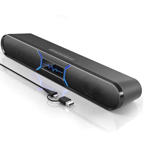 Computer Speakers for Desktop PC, Bluetooth PC Soundbar with Dual Bass Reflex for Monitor, USB Powered RGB Gaming Speakers with USB Wired Input, Stereo Sound for Laptop, Tablet and Desktop Setup - Image 1