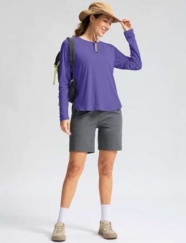 Women's Sun Shirts UPF 50+ Long Sleeve UV Protection Shirt Lightweight Quick Dry Workout Hiking Tops for Women(Vintage Purple,XXXL) - Thumbnail 3