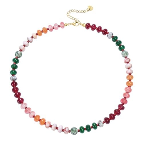 Zoesky Beaded Necklaces for Women, Handmade Boho Colorful Bead Choker Necklace, Natural Stone Stainless Steel 18K Gold Plated Bohemian Women Summer Jewelry Gifts for Birthday Mother Day (Type2) - Image 1