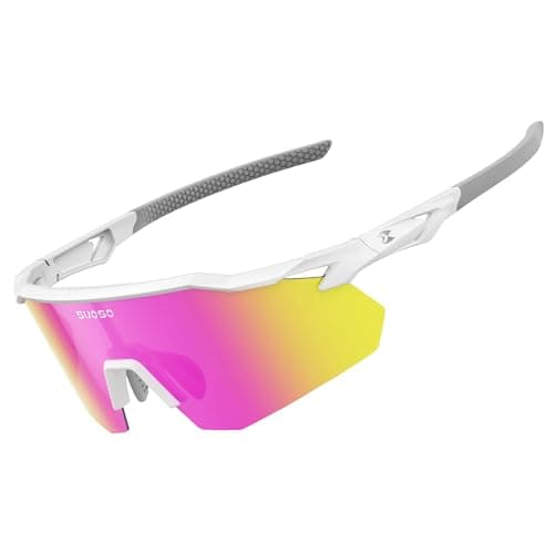 suoso Polarized Sports Sunglasses for Men: Women UV Protection youth Cycling Running Baseball Sun Glasses Softball Goggles Pink - Image 1