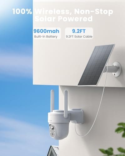 Rebluum Security Camera Outdoor Wireless, 3K/5MP Solar Camera Outdoor Wireless, Battery Powered 360°PTZ, Color Night Vision,PIR Motion Detection,2-Way Audio,Compatible with Alexa - Thumbnail 4