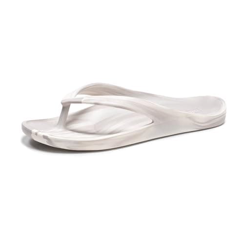 FITORY EVA Flip Flops for Women and Men with Arch Support, Unisex Slip on Summer Thong Sandals, Lightweight and Comfortable Shoes for Beach, Shower, Pool and Casual Walking Grey White Size 15 - Image 1