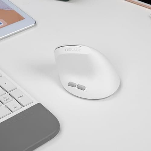 DELUX Wireless Ergonomic Vertical Mouse for Small Hands, 84g Ultra-Light,1000Hz Gaming,4000DPI, Rechargeable, Wireless Ergonomic Mouse for Wrist Pain Relief, Carpal Tunnel,Laptop/PC/Mac(M618AIR-White) - Thumbnail 2