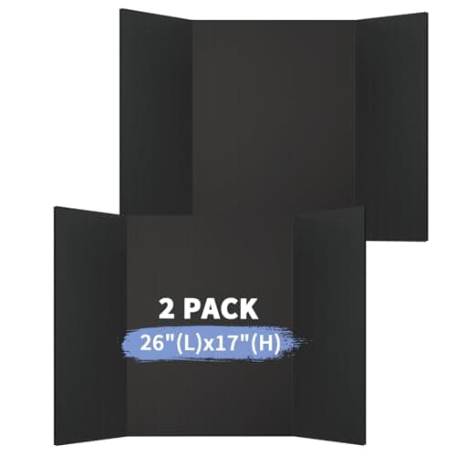 Trifold Poster Board 26"x 17",Easy-to-Clean Reusable Plastic Black Presentation Board for Science Fair, Durable & Waterproof Business Displays & School Projects 2-Pack - Image 1