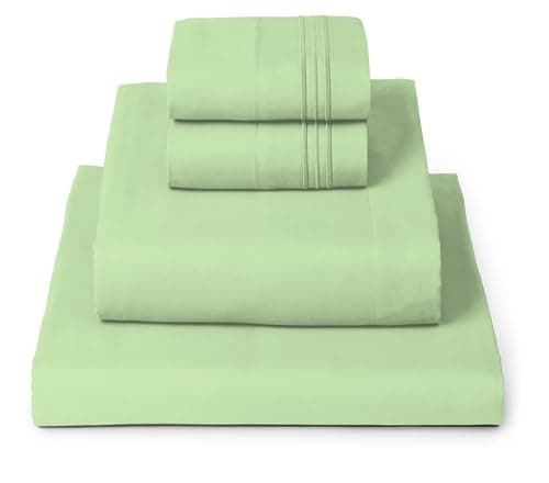Mellanni California King Sheets Set - 4 PC Iconic Collection Bedding - Hotel Luxury, Extra Soft, Cooling Bed Sheets - Wrinkle, Fade, Stain Resistant (Cal King, Pistachio)