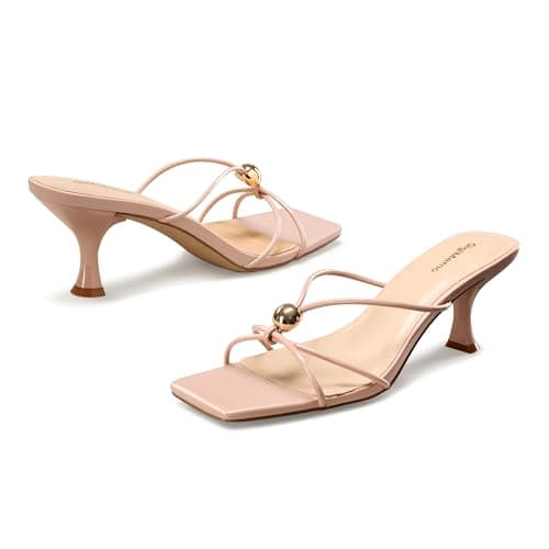 GigiMemo Women's Kitten Heels Sandals Square Open Toe 1.8-2 Inch Heeled Sandals for Women Fashion Dressy Sandals - Thumbnail 5