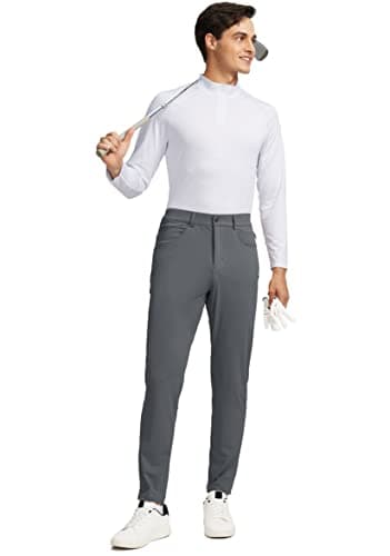 Men's Stretch Golf Pants with 6 Pockets Slim Fit Dress Pants for Men Travel Casual Work (Ink Grey, S) - Thumbnail 5