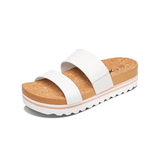 Athlefit Women's Sandals, Soft Cushion Footbed Platform Slides with Arch Support, and 2 Straps for Women (6.5,White) - Image 1