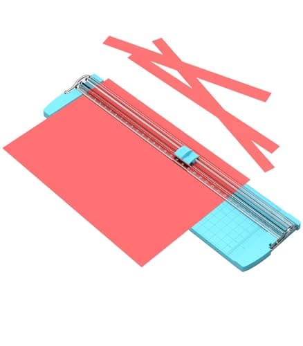 A4 Paper Cutter,14.5Inch Aluminum Alloy Blade Straight Trimmers with Protractor Ruler,Scrapbook Paper Cutters for Coupon,Cardstock,Label,Christmas and Birthday Gifts(1PC,Blue) - Image 1