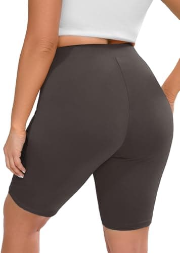 AusLook Plus Size Biker Shorts for Women 8" High Waisted Tummy Control Dark Gray 4X Yoga Workout Shorts Soft Stretch Gym Running Shorts