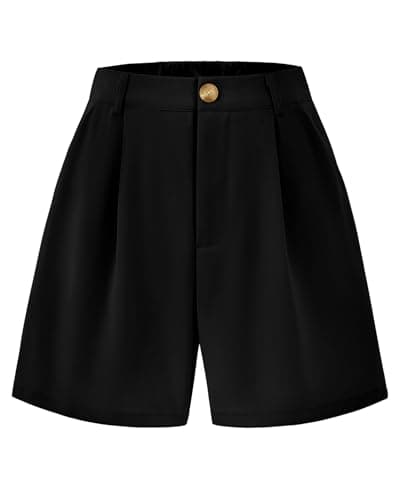 KIRUNDO Shorts for Women Dressy Casual Summer Elastic Waist in the Back Pleated Wide Leg Tailored Work Trouser Shorts (Black, XX-Large) - Image 1