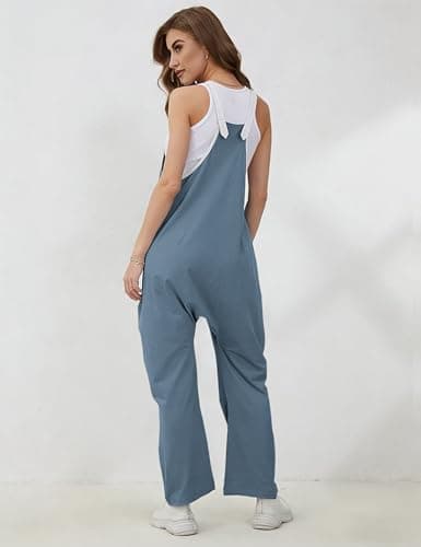 AMEBELLE Jumpsuits for Women Sleeveless Womens Overalls Adjustable Straps Baggy Casual Rompers with Pockets(3071-BlueGrey-M) - Thumbnail 6