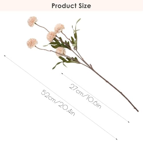 trytuny Fake Fall Flowers for Vase, Faux Silk Kiku Mums, Artificial Pom pom Floral Bouquets Indoor Centerpiece Office Coffee Table Boho Home Decorations (9, Khaki) - Thumbnail 4