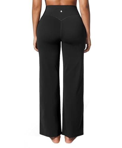 BRXL Straight Leg Workout Pants Women Wide Leg Gym Pants Tummy Control Butt Lifting Workout Leggings Black XS - Thumbnail 4