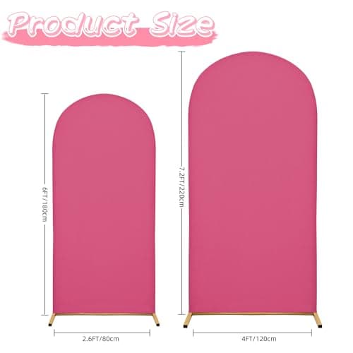 MRGSDL Wedding Arch Covers Arch Backdrop Cover Arch Stand Covers 7.2FT 6FT Set of 2 Arch Cover Spandex Fabric Stretchy Backdrop for Wedding Birthday Party Decoration Baby Shower (Rose Red) - Thumbnail 5
