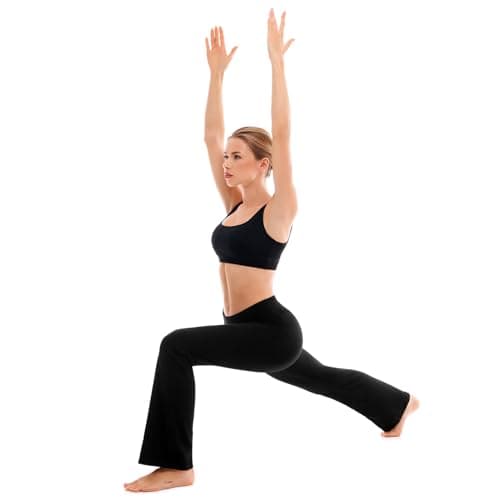 SINOPHANT Flare Leggings for Women with Pockets,High Waisted Tummy Control Bootcut Yoga Pants for Women Soft Bell Bottoms Black XL - Thumbnail 6