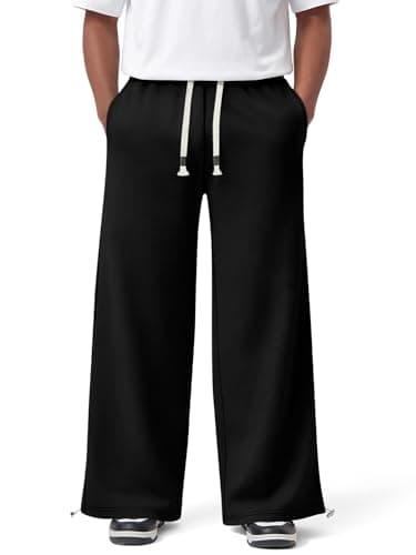 Crastimo Men Baggy Cotton Sweatpants Comfy Loose Gym Joggers Oversized Athletic Lounge Slacks 2026 Spring Easter Valentine's Day Gift for Him Black L - Image 1