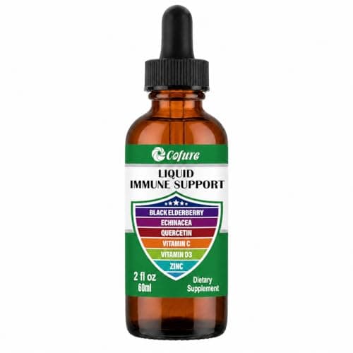 Cofure Zinc Quercetin Vitamin C D3 Liquid Immune Support with Organic Echinacea Elderberry, Immune Defense Drops Supplement for Adults- Vegan, Non-GMO, Gluten Free - 2 Fl Oz, 60 Servings - Image 1