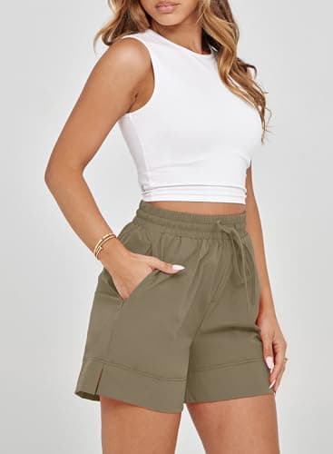 Dokotoo Athletic Shorts for Women Brown Running Workout Gym Womens Shorts High Waisted Causal Summer Outfits 2026 Beach Vacation Clothes Pockets Spring Elastic Quick Dry Yoga Size Medium Hiking - Thumbnail 6