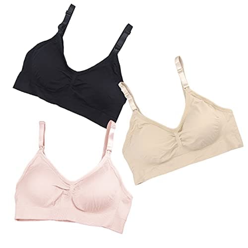 Stelle Nursing Bras Maternity Bra for Breastfeeding Pregnancy Wireless Bralette with Pads, Extenders (Black+Beige+Rose Pink,M) - Thumbnail 6