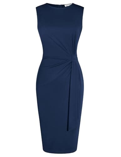 GRACE KARIN Women Work Dress,Bodycon Pencil Business Dresses,Sleeveless Cocktail Dresses Knee Length Navy Blue S - Image 1