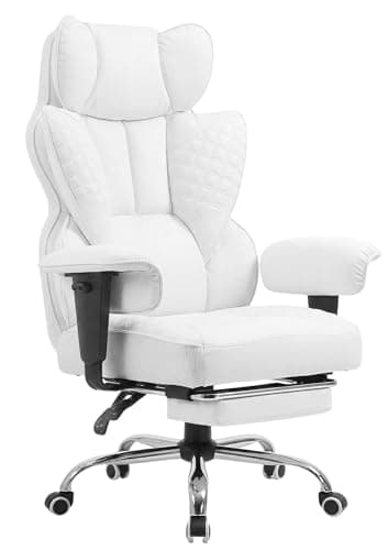 COMHOMA Desk Office Chair Big and Tall Office Chairs Ergonomic Gaming Chairs with Wide Seat Leather High Back Chair with Foot Rest Adjustable Armrests Pocket Spring Lumbar Support - Image 1