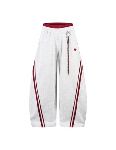 Aelfric Eden Stripes Baggy Barrel Sweatpants Elastic Double Waist Wide Leg Pants Women Men Casual Y2K Unisex Lounge Trouser Grey XL