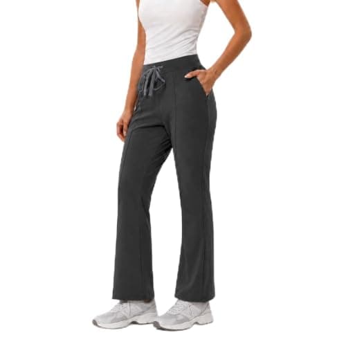 YEZEX Yoga Scrub Pants for Women, High-Rise Flare Fit with 4 Pockets, Gray