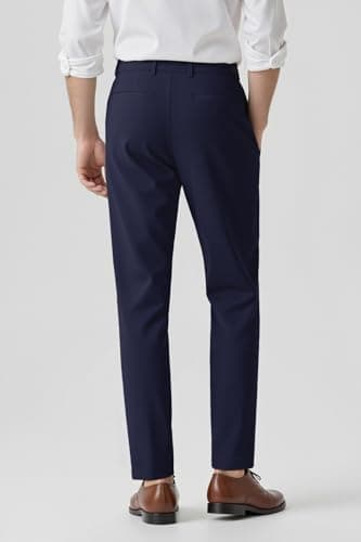 GINGTTO Mens Dress Pants Slim Fit Chinos Pants Men Stretch Suit Pants Navy Blue 32 - Thumbnail 4