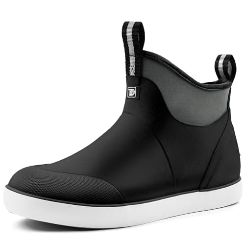 Trudave Deck Boots for Men, Waterproof Rain Boots with High Traction, Slip On Saltwater Fishing Boots Neoprene Rubber Ankle Boots for Boating Sailing - Image 1
