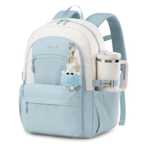 LOVEVOOK School Backpack for Teen Girls & Women, 35L Large Laptop Backpack with 40oz Water Bottle Pocket, Waterproof Cute College Bookbag, Student Backpack for Middle High School Travel Work Blue