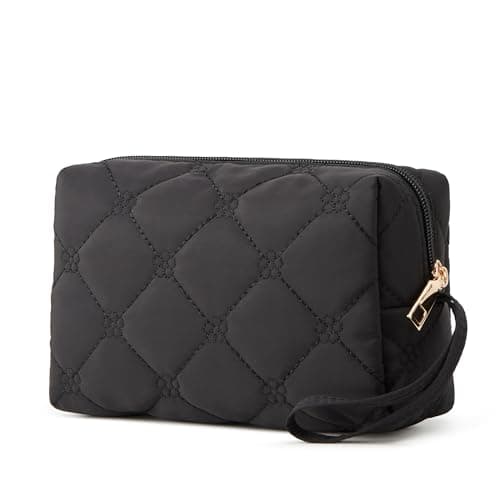 YTL Travel Makeup Bag, Puffer Cosmetic Bag for Women, Waterproof Puffy Padded Make Up Bags, Flat Open Portable Organizer Case Toiletry Bag Pouch Purse for Skincare, Brushes & Travel Essentials - Thumbnail 3
