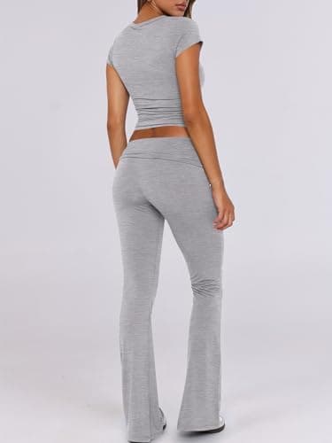 ANRABESS 2 Piece Lounge sets for Women Grey Grey M - Thumbnail 4