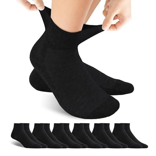 Forcool Men's Women's Diabetic Extra Wide Extra Large Non Binding Loose Top Seamless Toe Diabetic Ankle Low Cut Cotton Diabetes Socks Summer, 6 Pairs Black X Large - Image 1