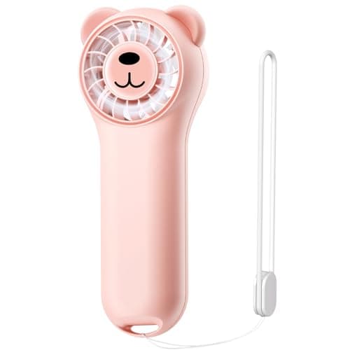 Gentsvip Portable Handheld Fan, USB-C Rechargeable Mini Fan with 4 Speeds, Up to 9.5H Battery Life, Pocket Personal Fan for Travel, Office, Makeup, Camping, Gifts for Women Girls - Pink - Image 1