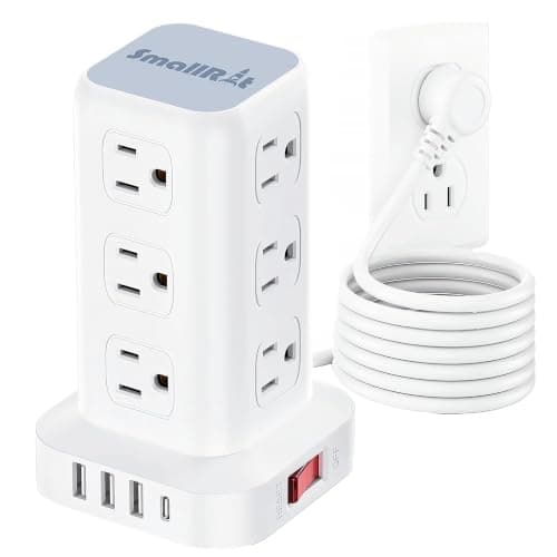 Tower Surge Protector Power Strip with USB 12 Outlets with 4 USB Ports (1 USB C), 10FT Extension Cord Multi Plug Outlet Extender Overload Protection for Home Office - Image 1