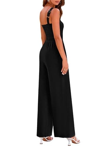 KIRUNDO Black Jumpsuits for Women Overalls Casual Loose Fit One Piece Sleeveless Wide Leg Jumpsuit Long Pant Rompers with Pockets Summer Outfits(Black, XX-Large) - Thumbnail 2