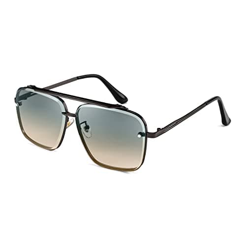 FEISEDY Sunglasses, Fashion Square Pilot Sunglasses, Vintage Metal Gradient Glasses for Men and Women, B4104 - Image 1