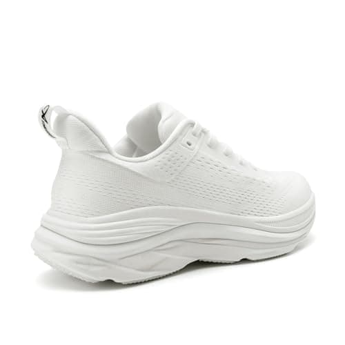 Athlefit Womens Walking Shoes Comfortable Slip On White Tennis Shoes Athletic Gym Workout Breathable Fashion Sneakers Size 7.5 - Thumbnail 4