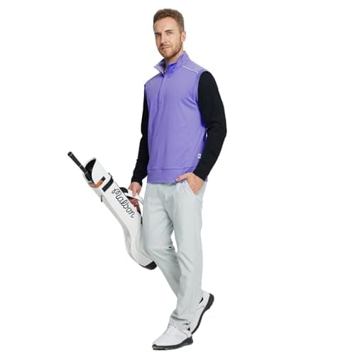 Rouen Mens Vests Outerwear Lightweight Moisture Wicking Midlayer Sleeveless Golf Quarter Zip Pullover Mens Vest - Thumbnail 2